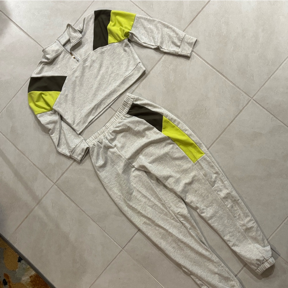 Gray and Yellow Colorblock Tracksuit